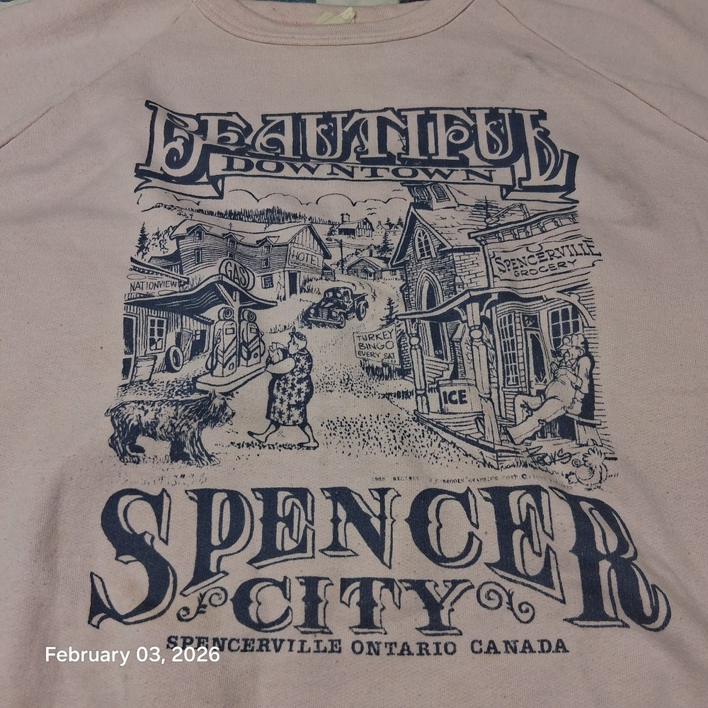 Vintage Downtown Spencer City Canada Pink Sweatshirt Size‎ Large - Picture 2 of 9